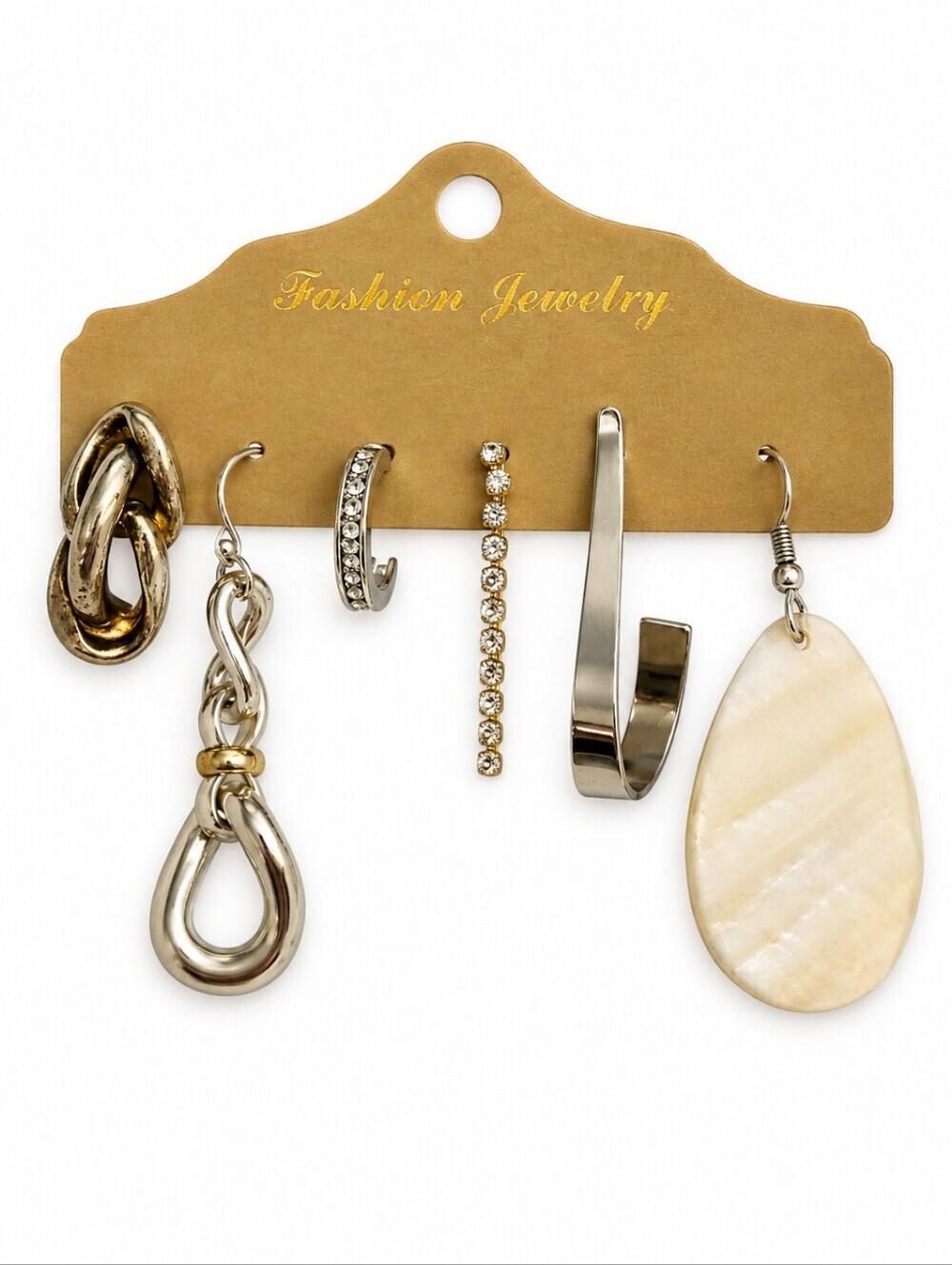 Vintage Six Single Mixed Metal Shell Earrings Set